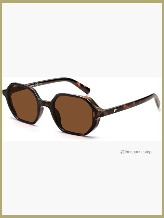Polarized Hexagon Square Retro Sunglasses Lightweight Plastic Frame